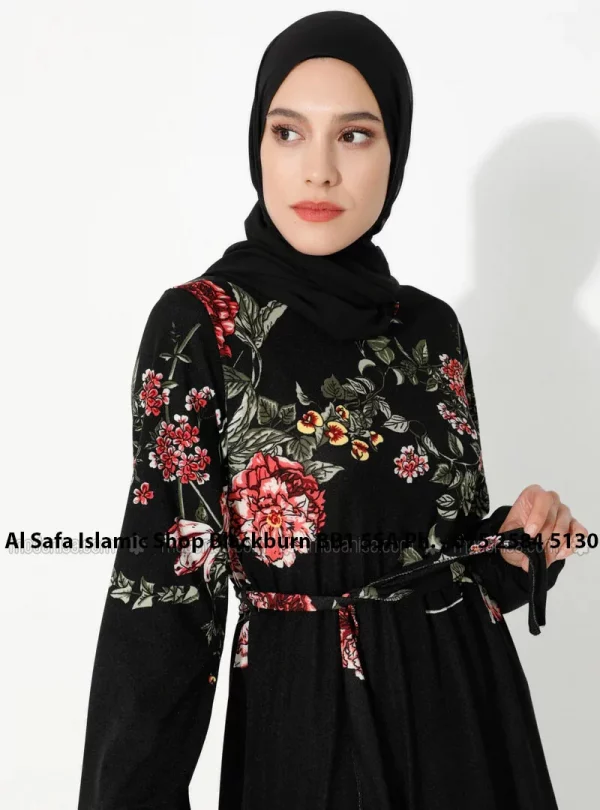 Black – Floral – Crew neck – Unlined – Dress – Zinet Size – 22 - Image 2