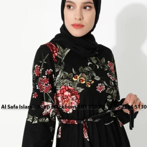 Black – Floral – Crew neck – Unlined – Dress – Zinet Size – 22