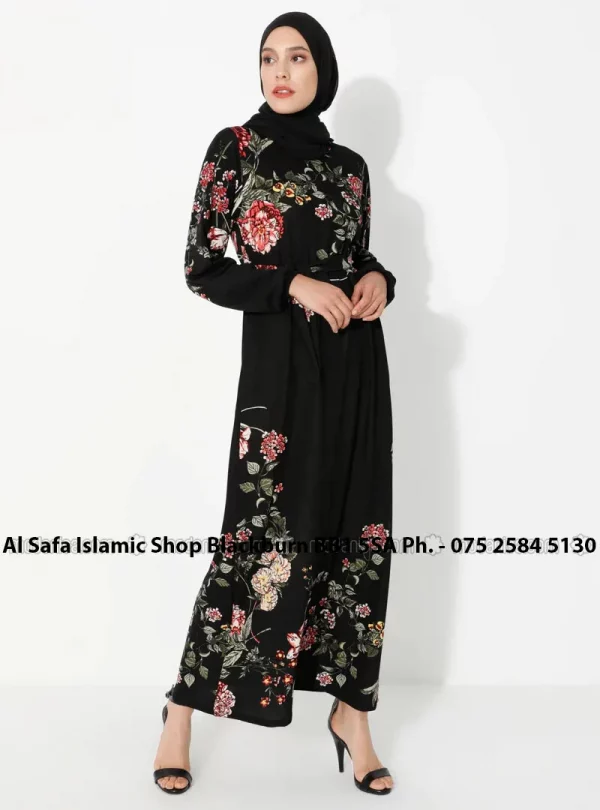 Black – Floral – Crew neck – Unlined – Dress – Zinet Size – 22 - Image 2