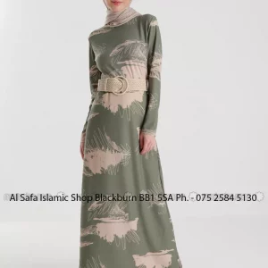 Khaki – Floral – Crew neck – Unlined – – Dress – Tofisa Size – 18