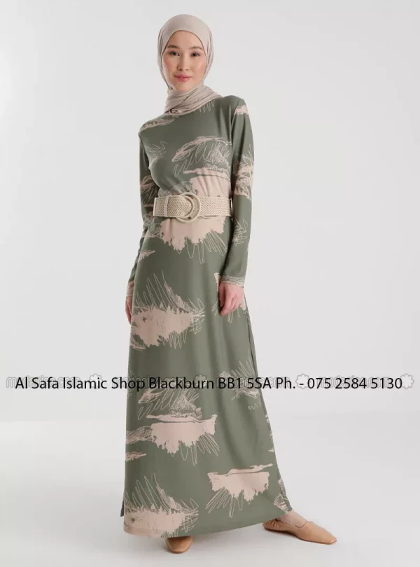 Khaki – Floral – Crew neck – Unlined – – Dress – Tofisa Size – 18