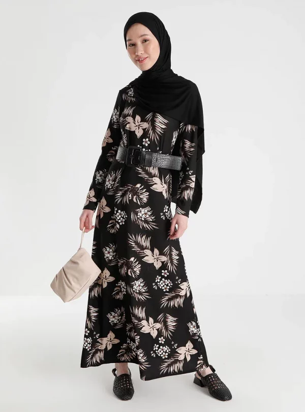 Black – Floral – Crew neck – Unlined – Crepe – Dress – Tofisa Size – 18