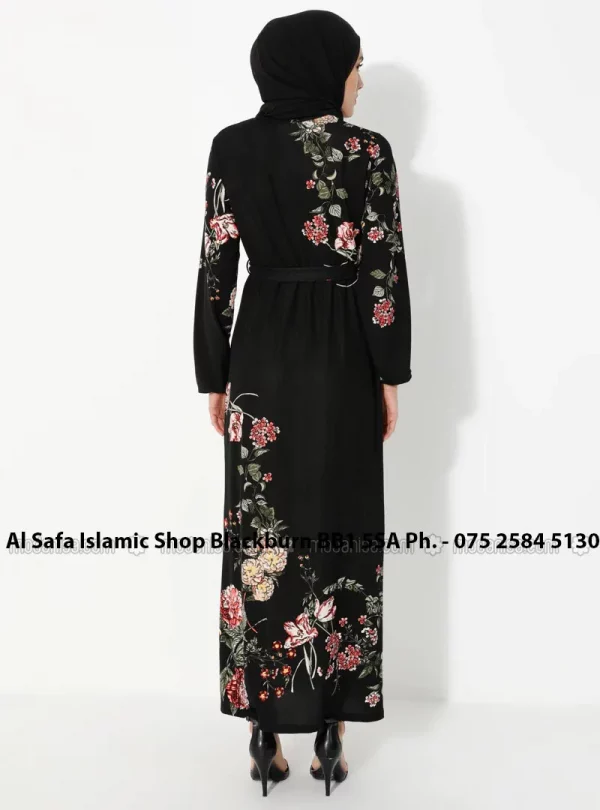 Black – Floral – Crew neck – Unlined – Dress – Zinet Size – 22 - Image 3
