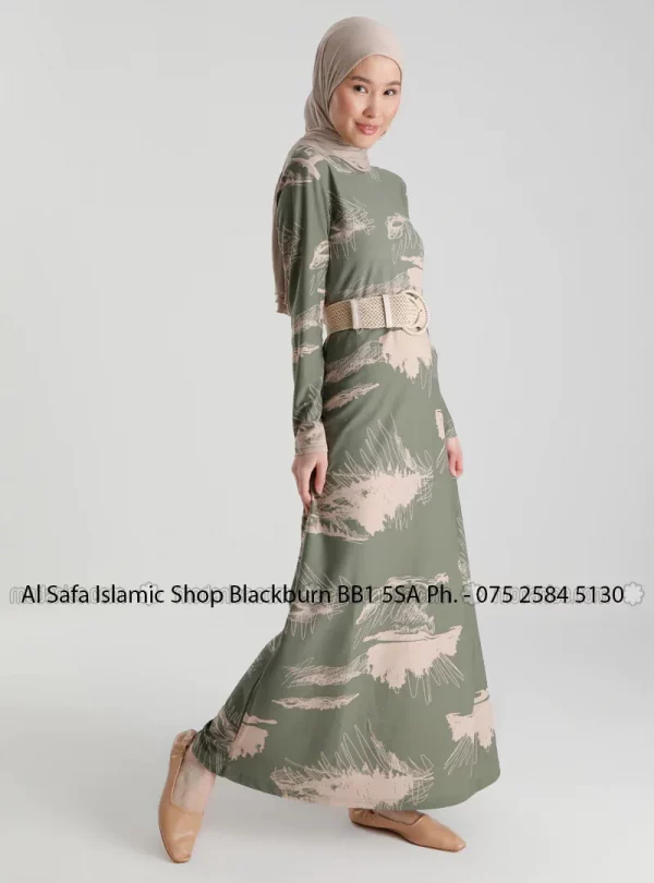 Khaki – Floral – Crew neck – Unlined – – Dress – Tofisa Size – 18 - Image 2