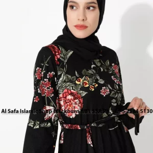Black – Floral – Crew neck – Unlined – Dress – Zinet Size – 22