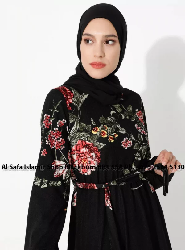 Black – Floral – Crew neck – Unlined – Dress – Zinet Size – 22