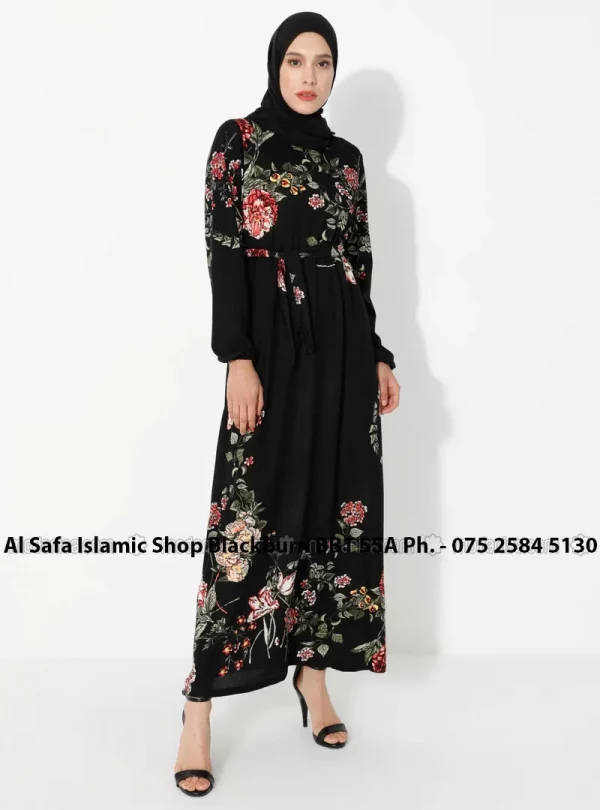 Black – Floral – Crew neck – Unlined – Dress – Zinet Size – 22 - Image 4