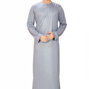 Omani Silky Mens & Boys Jubba Grey Thobe Shiny Soft Material