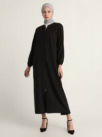 Black - Unlined - Crew neck - Abaya