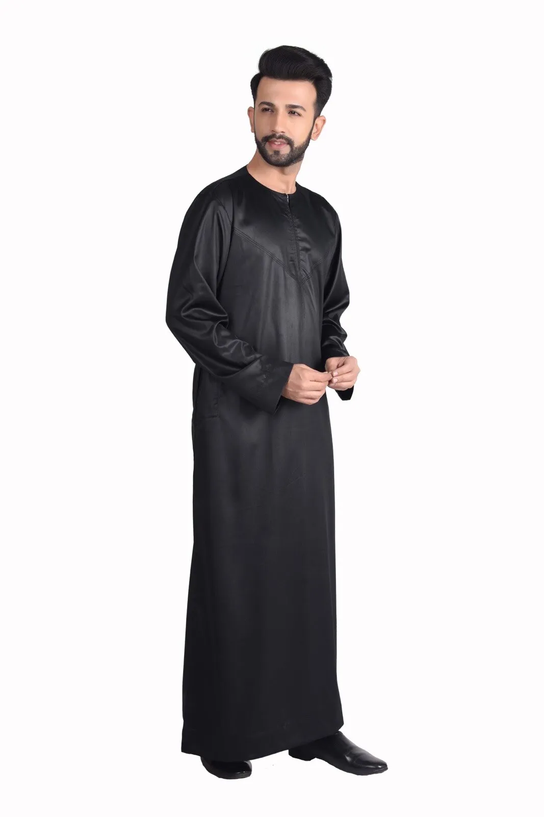 Omani Graphite Satin Black Thobe - Image 2