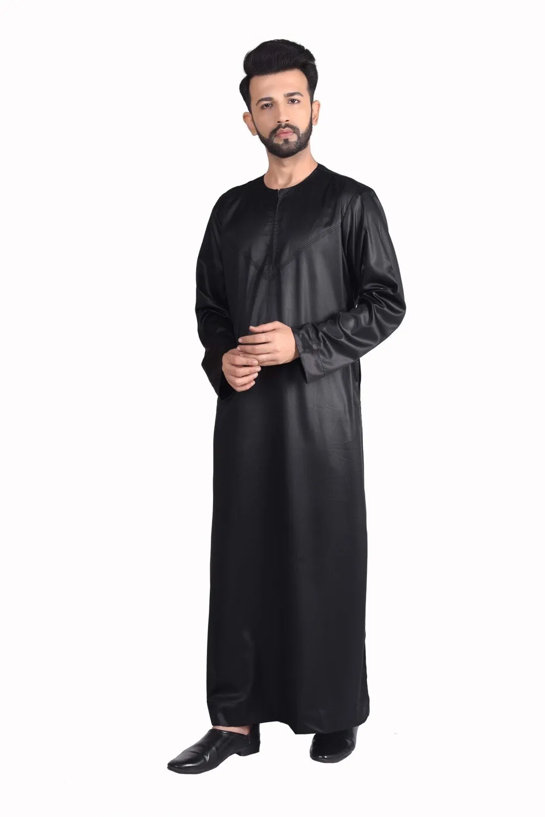 Omani Graphite Satin Black Thobe - Image 4